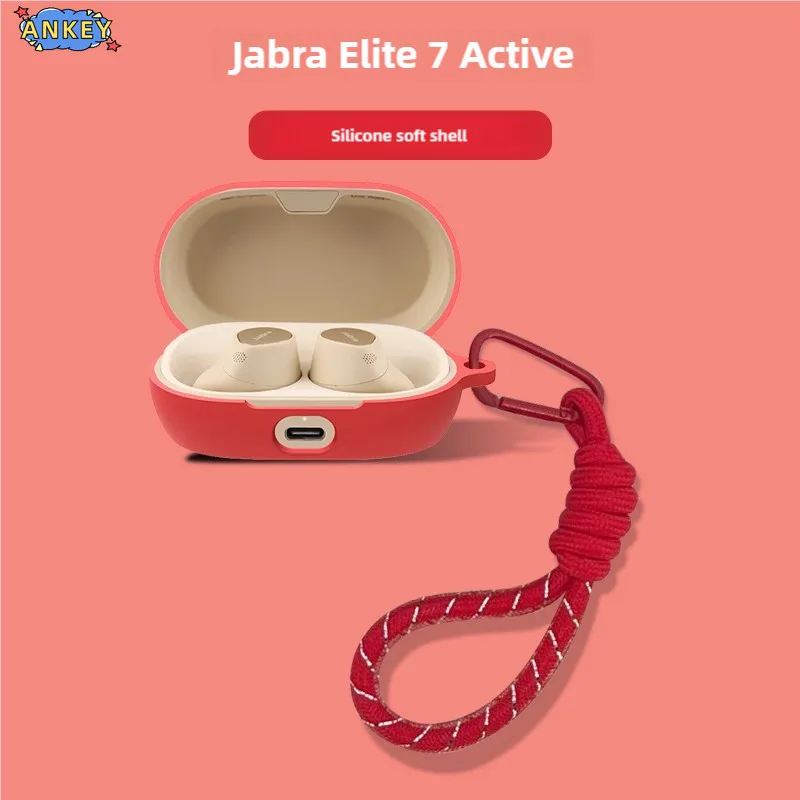 for Jabra Elite 7 Active Case Soft Protective Cover Nylon Lanyard Jabra Elite7 Pro Shells Sleeve Hand Rope Strap Accessories