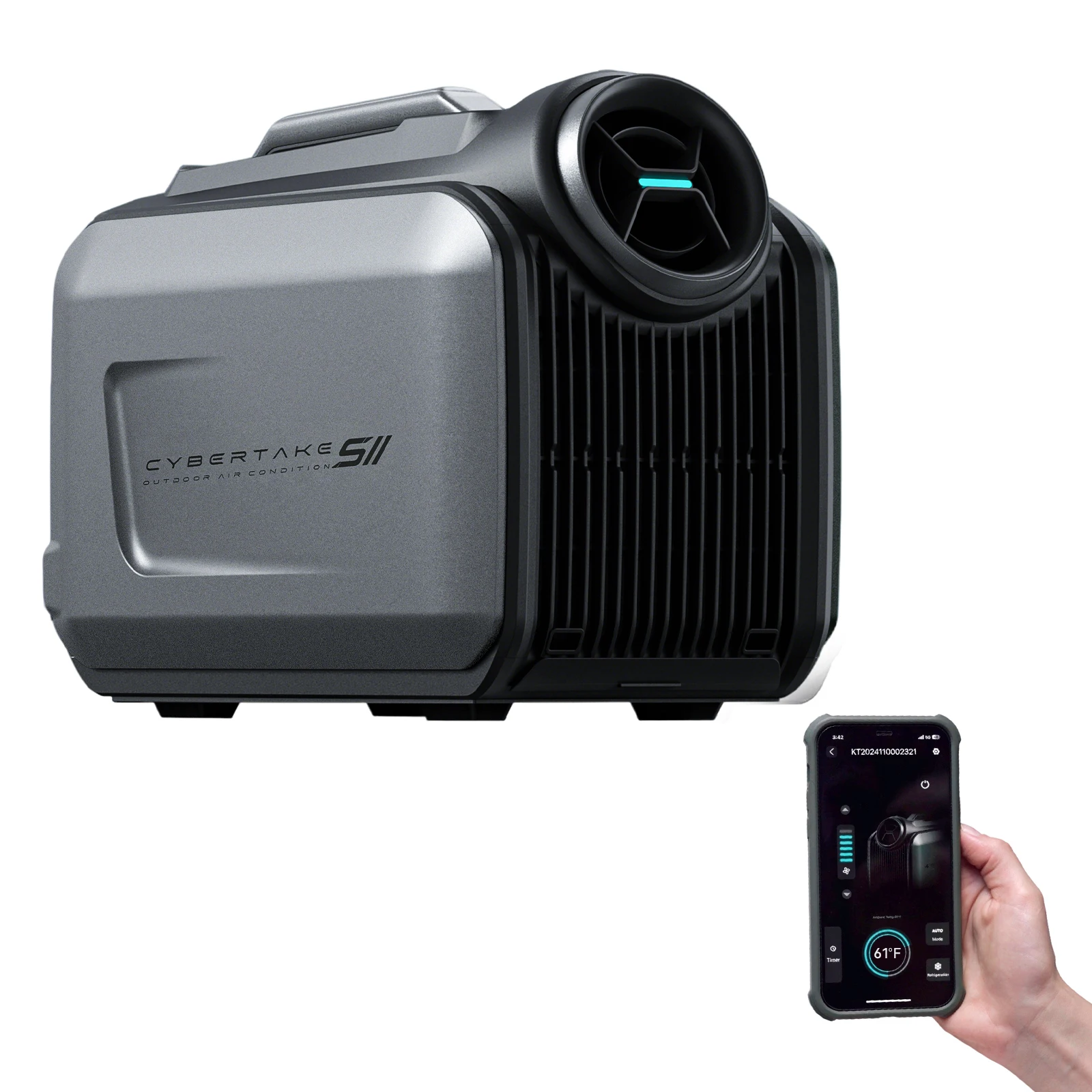 

Cybertake S2 Pro Portable Camping Air Conditioner, 1500W/5100 BTU Cooling and 1800W/6100 BTU Heating APP Control Air Cooler
