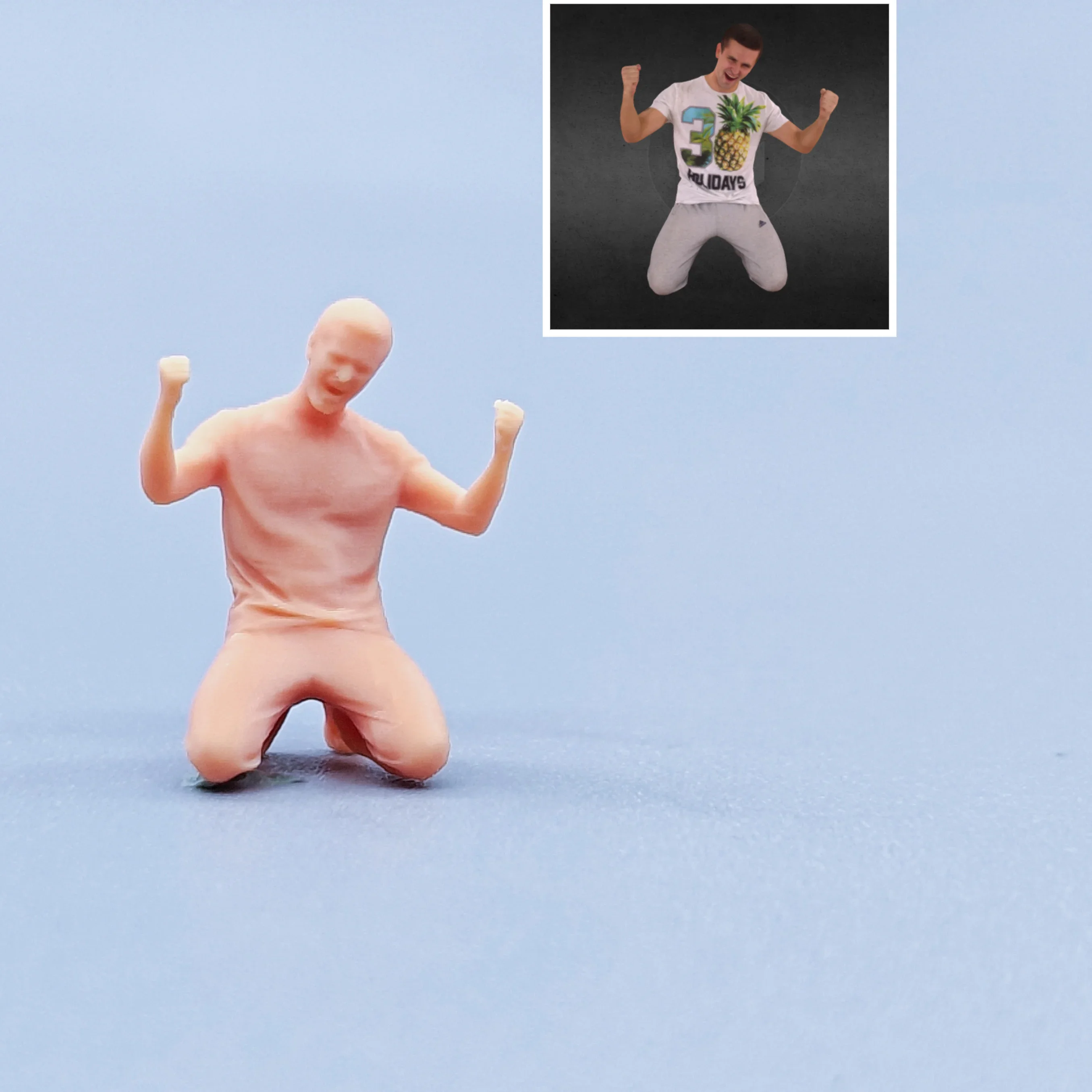1/64 Figuren Maßstab Modell Harz Rutschig Kniend Jubelmann Ungefärbte Miniaturen Diorama Handbemalt C308