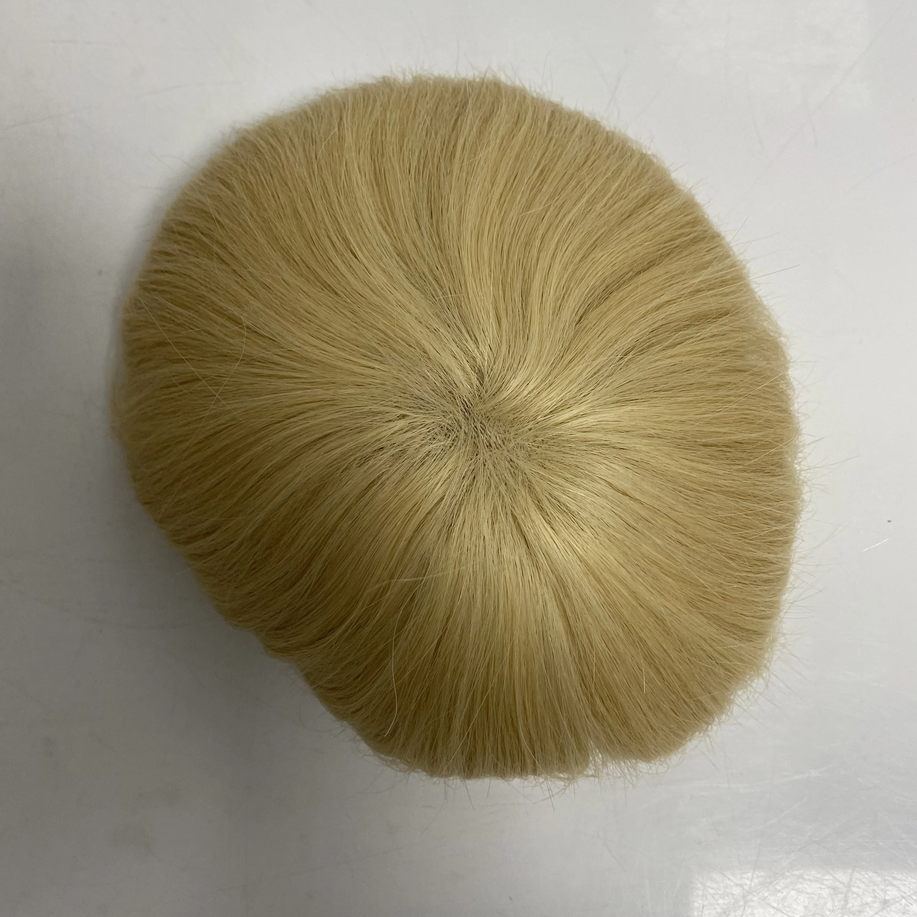 613# Blonde Color Brazilian Virgin Human Hair Replacement 8x10 Knots PU Toupee for Men