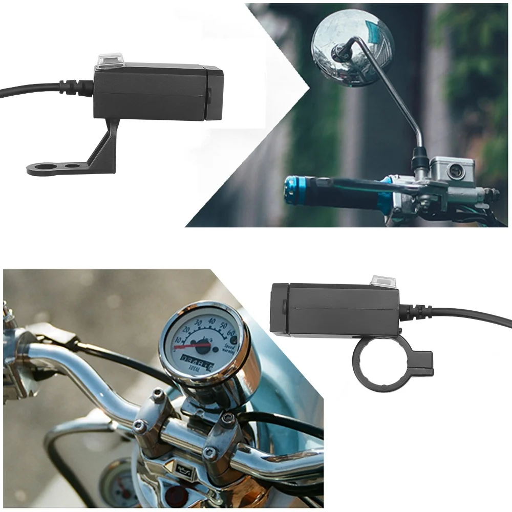 QC3.0 USB Motorcycle Socket Waterproof Dual USB Outlet Change 5V Power Supply Adapter With ON/Off Switch For Phone Navigation