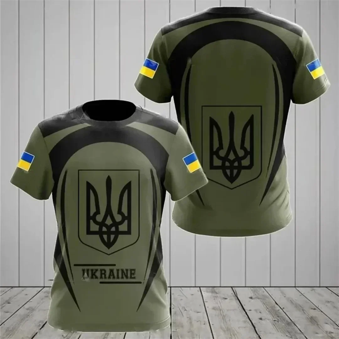 2026 Summer New Fashion Ukrainian Flag Graphic Printing 3D T-shirt Ukraine Symbol Men's Blazer National Day Gift T-shirt