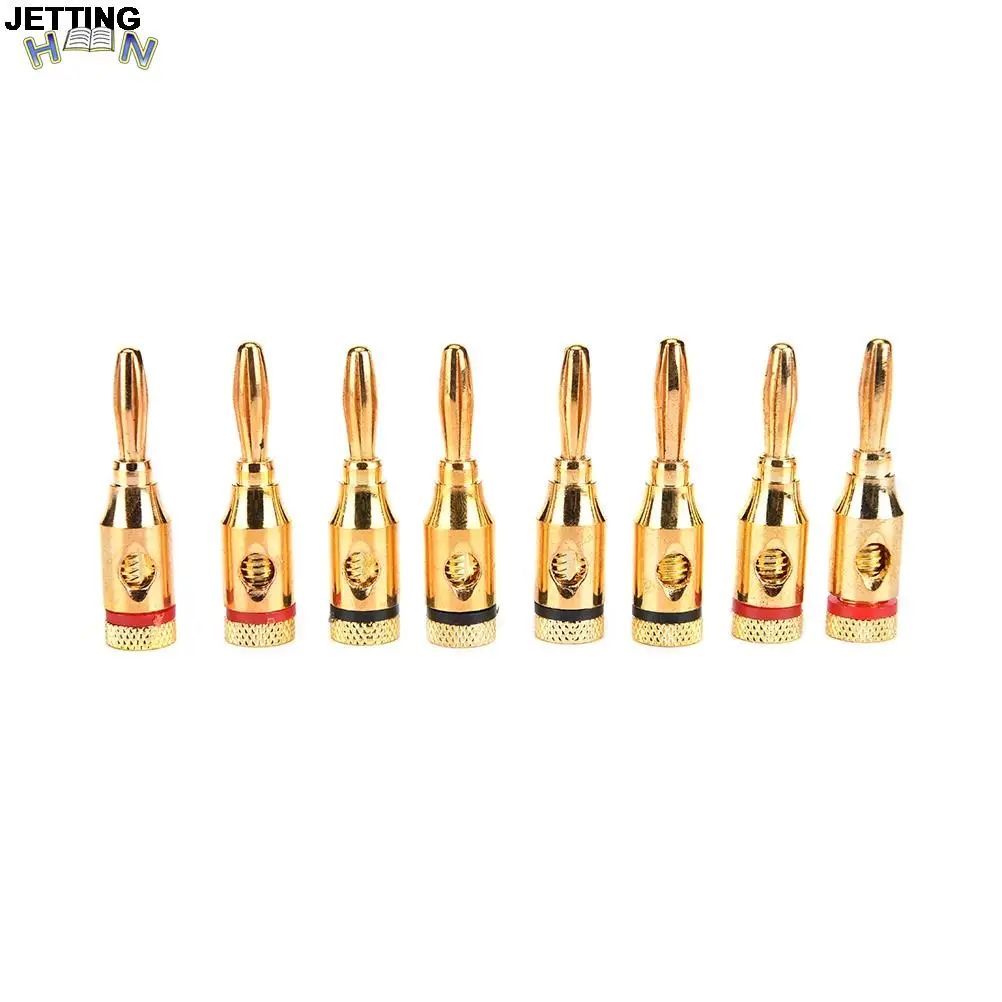 JETTING Wholesale Price 8pcs 24k Gold Plated Musical Speaker Cable Wire Pin Banana Plug Connector Drop Shipping