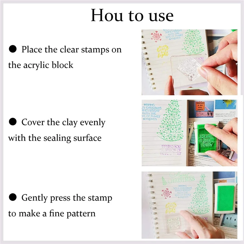 AC23-7 Pieces Acrylic Stamp Blocks, Clear Stamp Blocks Acrylic Blocks For Stamping Tools Set With Grid Decorative