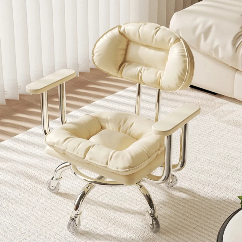 Ergonomics Children Chair Roller Driven Mobile Stool With Backrest Universal Wheel Rotation Chair Household Adult Silent Stool