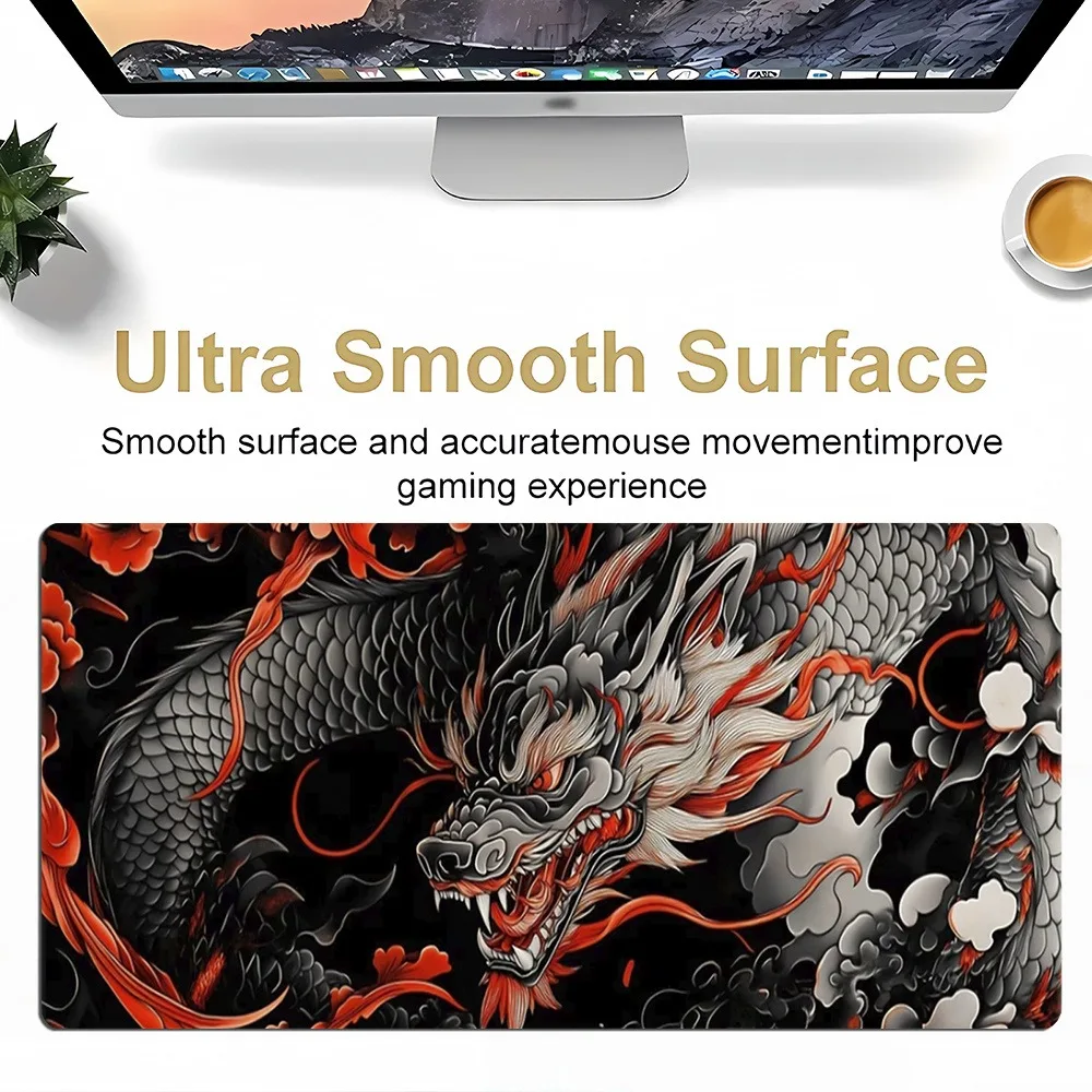 Dark Red Flame Eastern Dragon National Style Gaming Mouse Pad Traditional Eastern Dragon Table Mat alfombrillas para escritorio