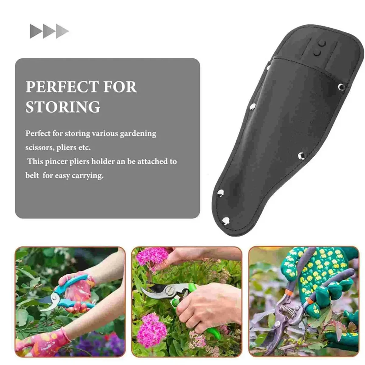 AA25 헤비 듀티 정원 가위 홀더 PU 가죽 허리 도구 파우치 (가위, 전지가위용) 벨트 고리 포함 (야외용)