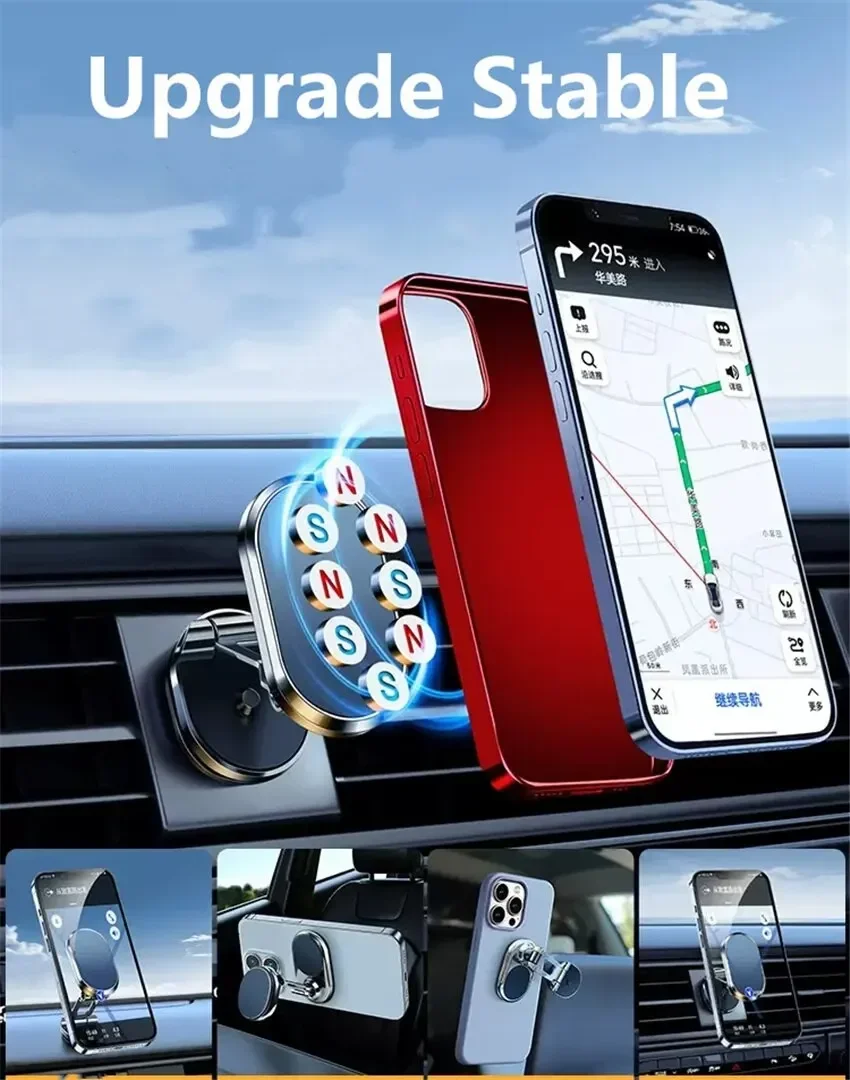 1080 Magnetic Car Phone Holder Magnet Smartphone Support GPS Foldable Phone Bracket in Car For iPhone 14 13 12 11 Samsung Xiaomi