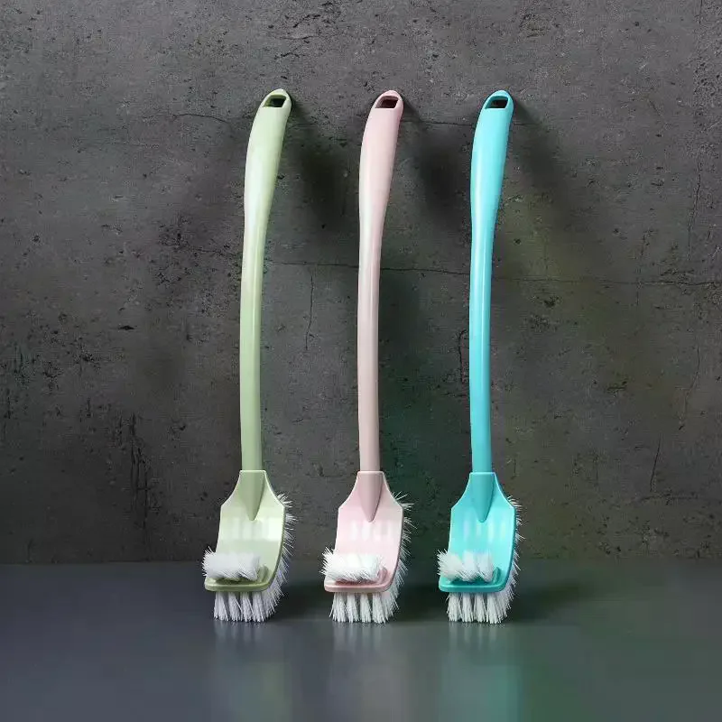 Curved Toilet Brush With Stiff Dense Bristles Nonslip Long Handle Perfect For Household Bathroom Deep Cleaning Scrub