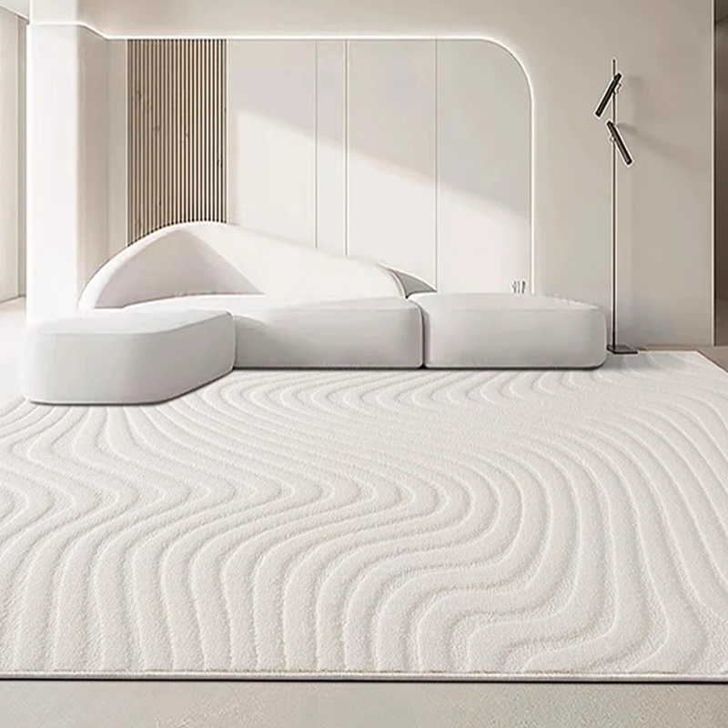

Natural waterproof silk modern high-grade white cream style living room carpet Japanese bedroom plain floor mat