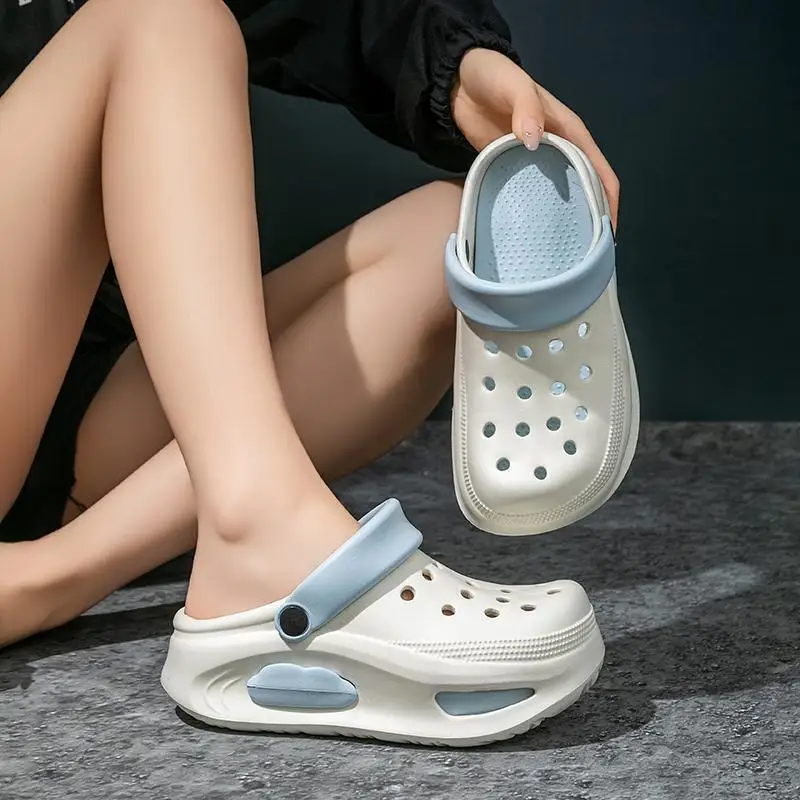 Modische Patchwork-Plateau-Clogs für Damen Sommer 2026 – Leichte EVA-Sandalen mit dicker Sohle, wasserdichte Strandpantoffeln für Frauen – Detail 6