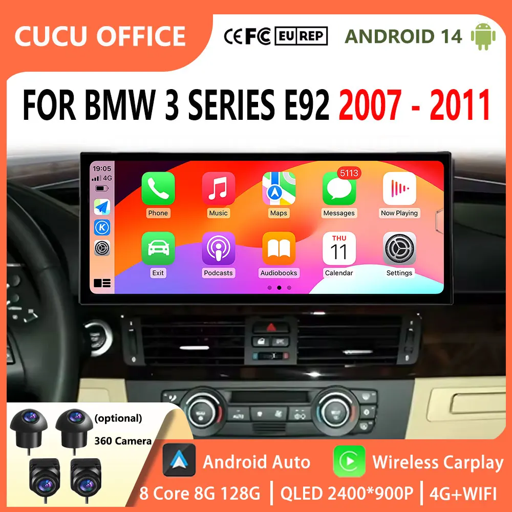 

for BMW 3 Series E92 2007-2011 CCC/CIC System Wireless Connectivity Android Auto Car Radio 4G GPS Navigation Multimedia Player
