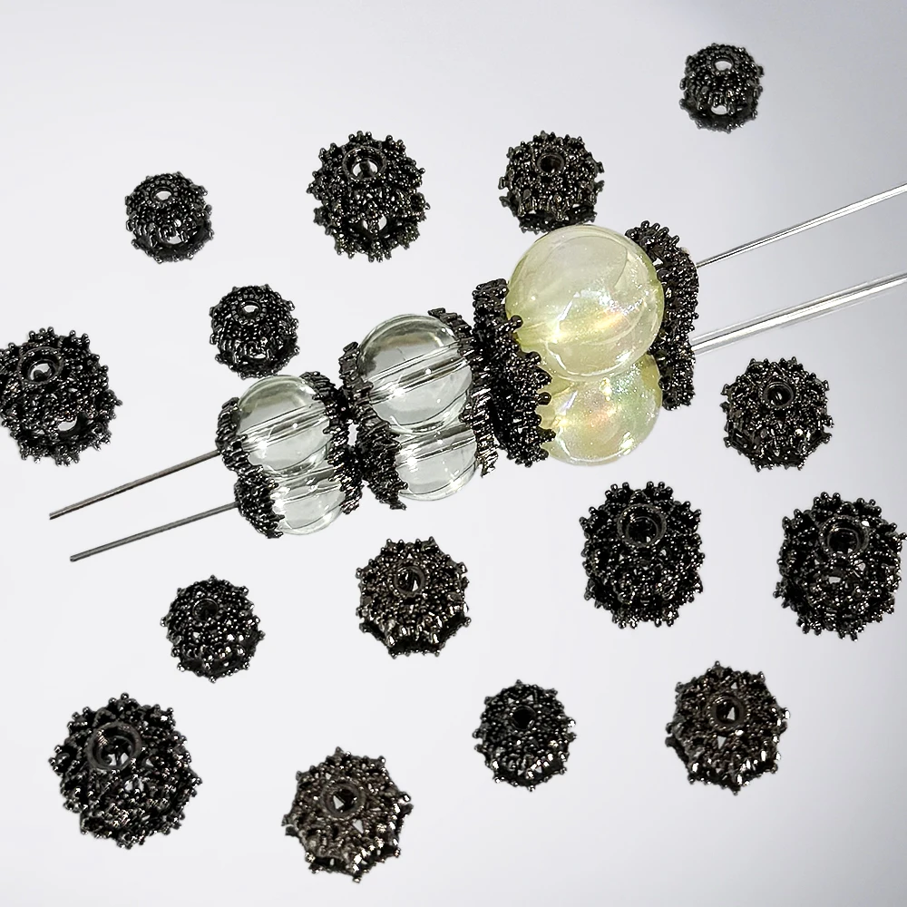 20pcs 10pcs Gun Black Flower Cap Bead Alloy Jewelry Accessories Flower Holder Spacer Bulk DIY Beaded Bracelet Necklace Supplies image 5