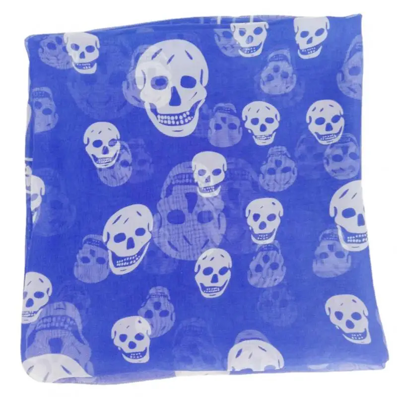 Summer Beach Square Shawl Ladies Designer Skull Print Chiffon Scarf Muslim Hijab for Women Luxury Skeleton Wrap 120Cm*120Cm