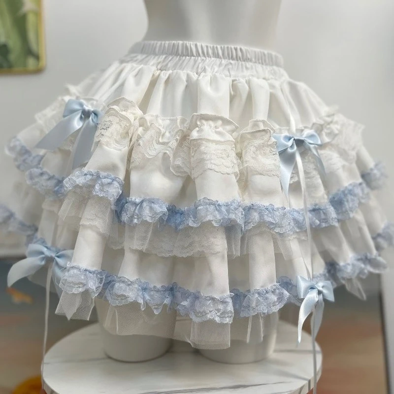

Japanese Sweet Lolita Ballet Cake Skirt Women Summer Y2k Cute Mesh Lace Ruffle Mini Skirts Girls Kawaii Fashon Party Skirt New