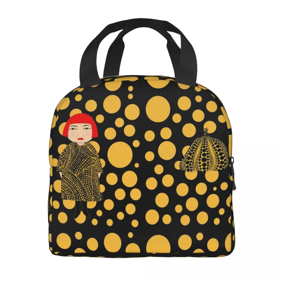 Yellow Dots Yayoi Kusama Pumpkin Insulated Lunch Tote Bag for Women Abstract Art Cooler Thermal Bento Box Kids School Children