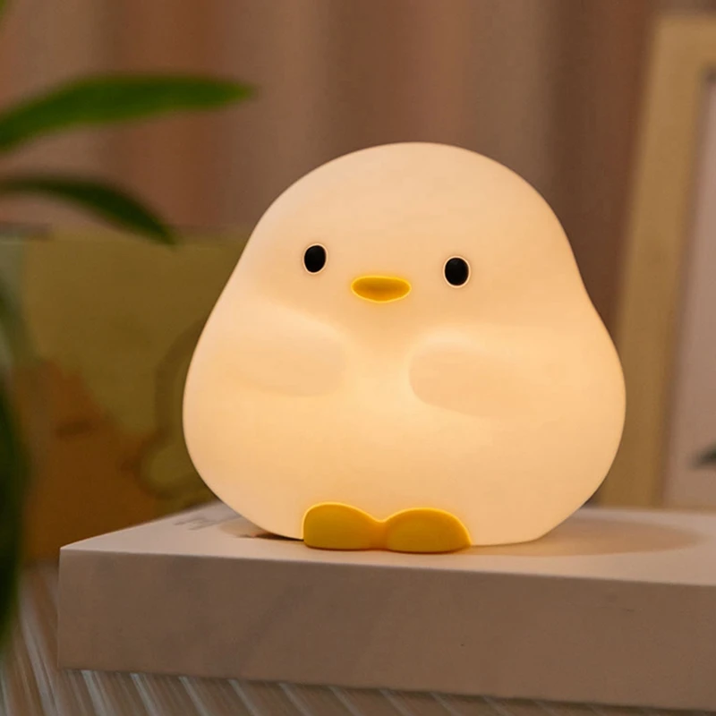 Duck Night Light, Cute Duck Lamp,Squishy Silicone Nightlight With 30 Minutes Timer, Rechargeable Bedside Lamp With Touch Durable