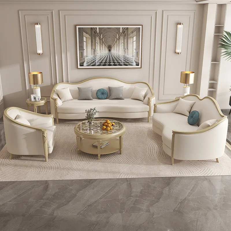 

PYH light luxury sofa size apartment living room modern simple high-end atmospheric villa leather sofa