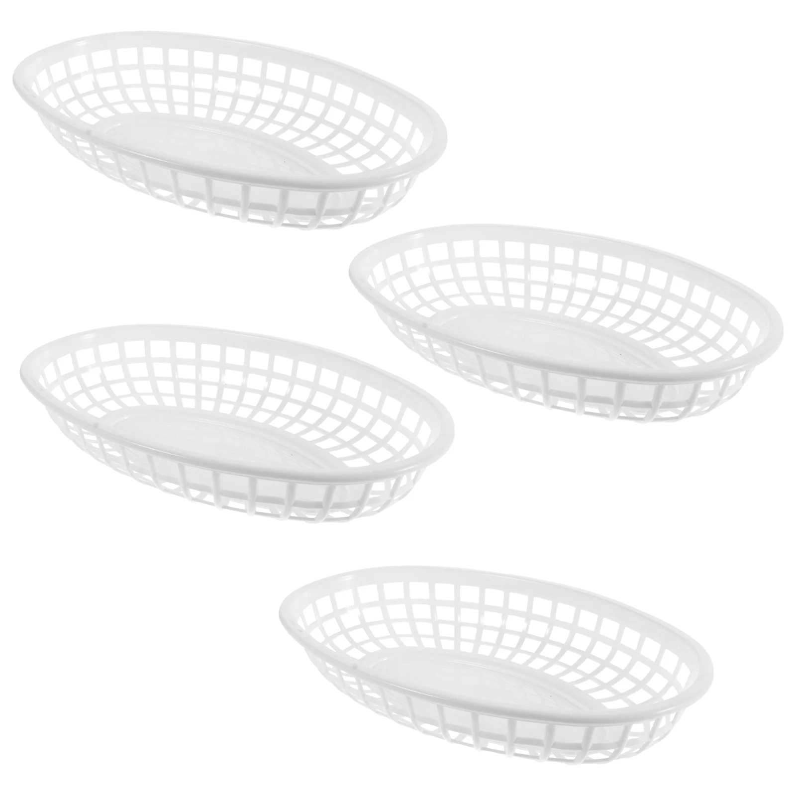 

4 Pcs White Snack Trays Hamburger Baskets Fruit Storage Plastic PP Easy Clean Decorative Daily Use Storage Baskets