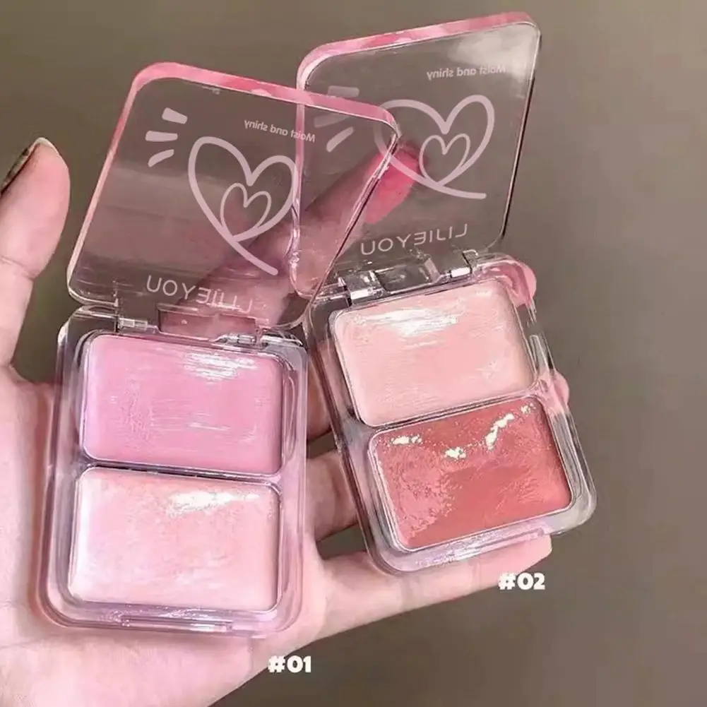 Water Gloss Blush Cream Peach Pink Blusher Plate Mirror Watery Moisturizing Lasting Natural Cheek Face Contouring Blush Makeup