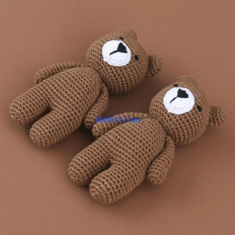 

Q0KB Crochet Doll for Baby Handmade Animation Knit Sleep Bear Stuffed Animal Infant Toy for Boys and Girls 5.3inches
