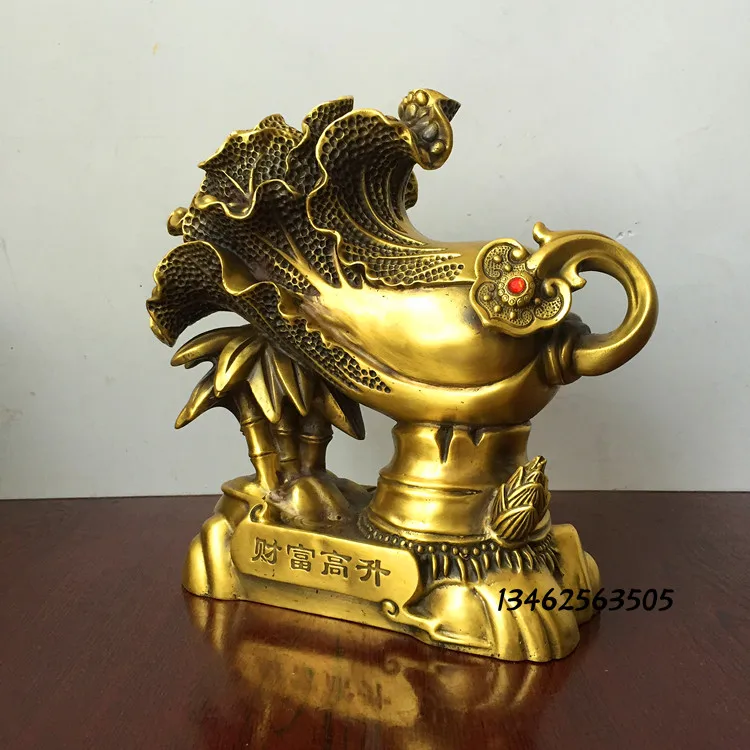 BEST Business gift - TOP COOL Home office  fortune Mascot Money Drawing RUYI BAICAI FENG SHUI COPPER art statue