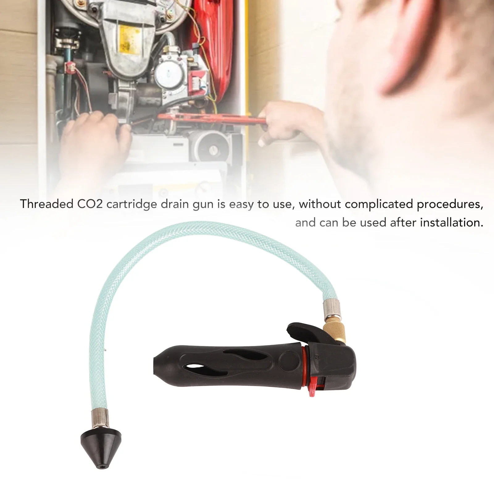 CO2 Drain Gun Threaded Portable Cartridge Drain Gun With Flexible Hose Environmentally Friendly Ingredients Tool