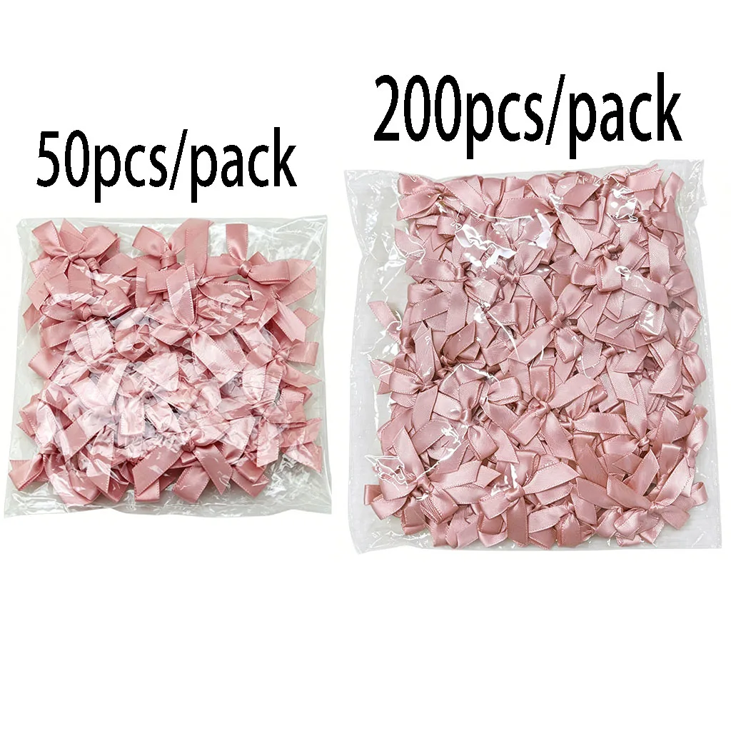 4x4cm Fresh Pink Ribbon Bows Small Size Satin Ribbon Bow Flower Craft Decoration Handwork DIY Party Decorationx