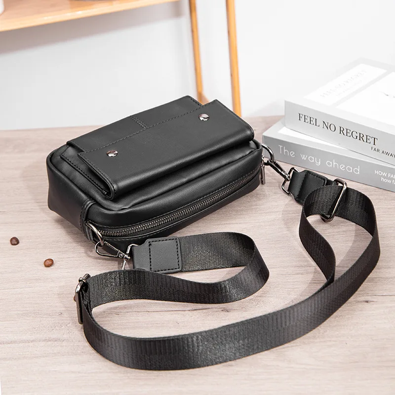 New Trendy Men's Crossbody Bag Versatile Universal Shoulder Bag Large Capacity Leather Crossbody Backpack Casual Men's Bag