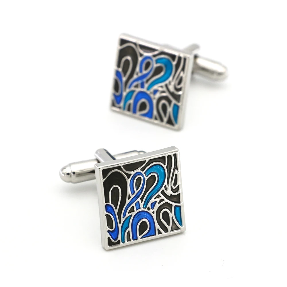 

Men's Designer Cufflinks Royal Engraving Design Blue Color Quality Copper Cuff Links Wholesale&retail