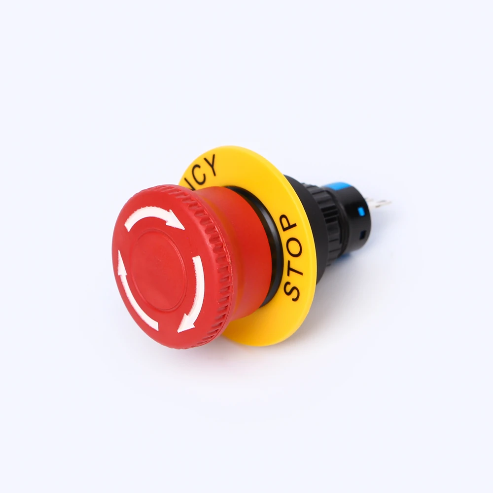 ELEWIND  22mm Plastic 3 PIN terminal Round head Red color emergency stop switch ( PB223WY-11TS/R/IP65 With warning circle )