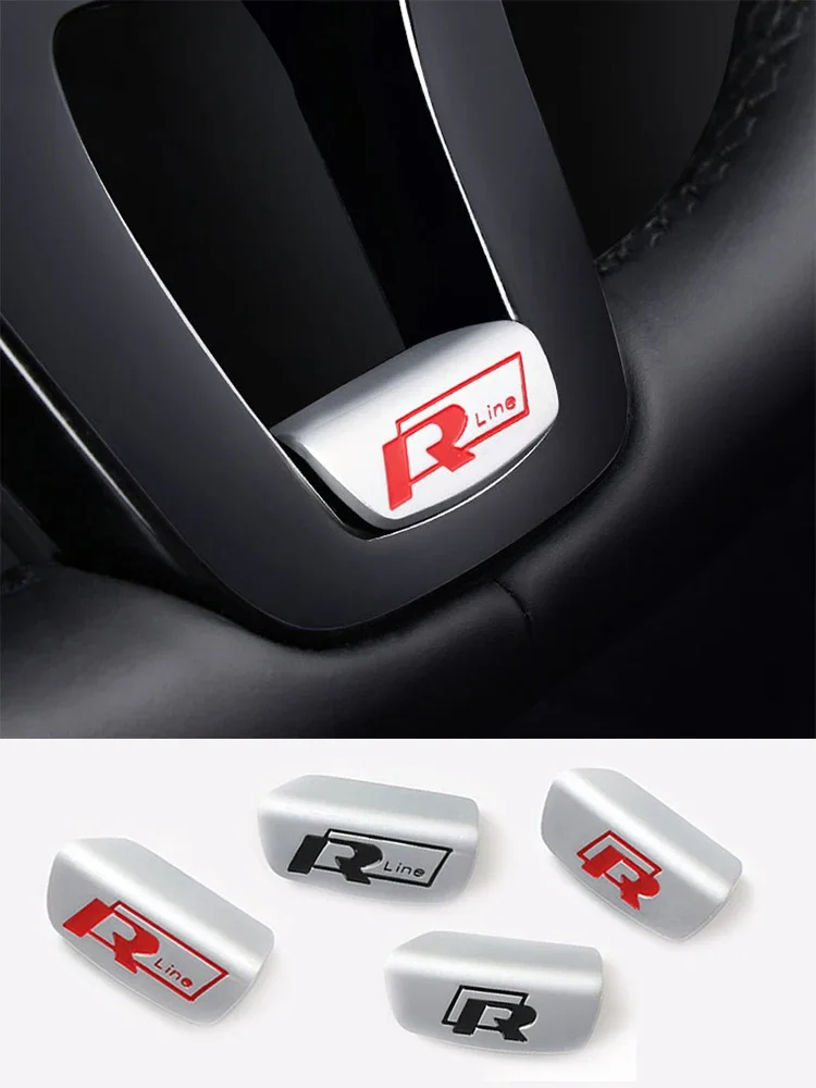 

3D Metal Rline Emblem Car Steering Wheel Sticker For VW GTI Polo Golf Passat Scirocco Jetta Beetle Car Steering Wheel Sticker