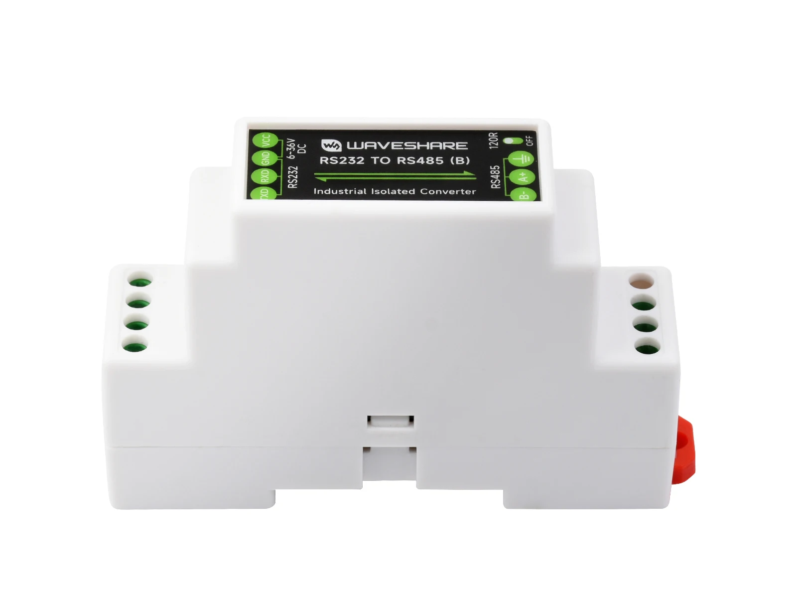 Waveshare RS232 To RS485 Converter (B), Active Digital Isolator, Rail-Mount support, 600W Lightningproof & Anti-Surge 6~36V DC