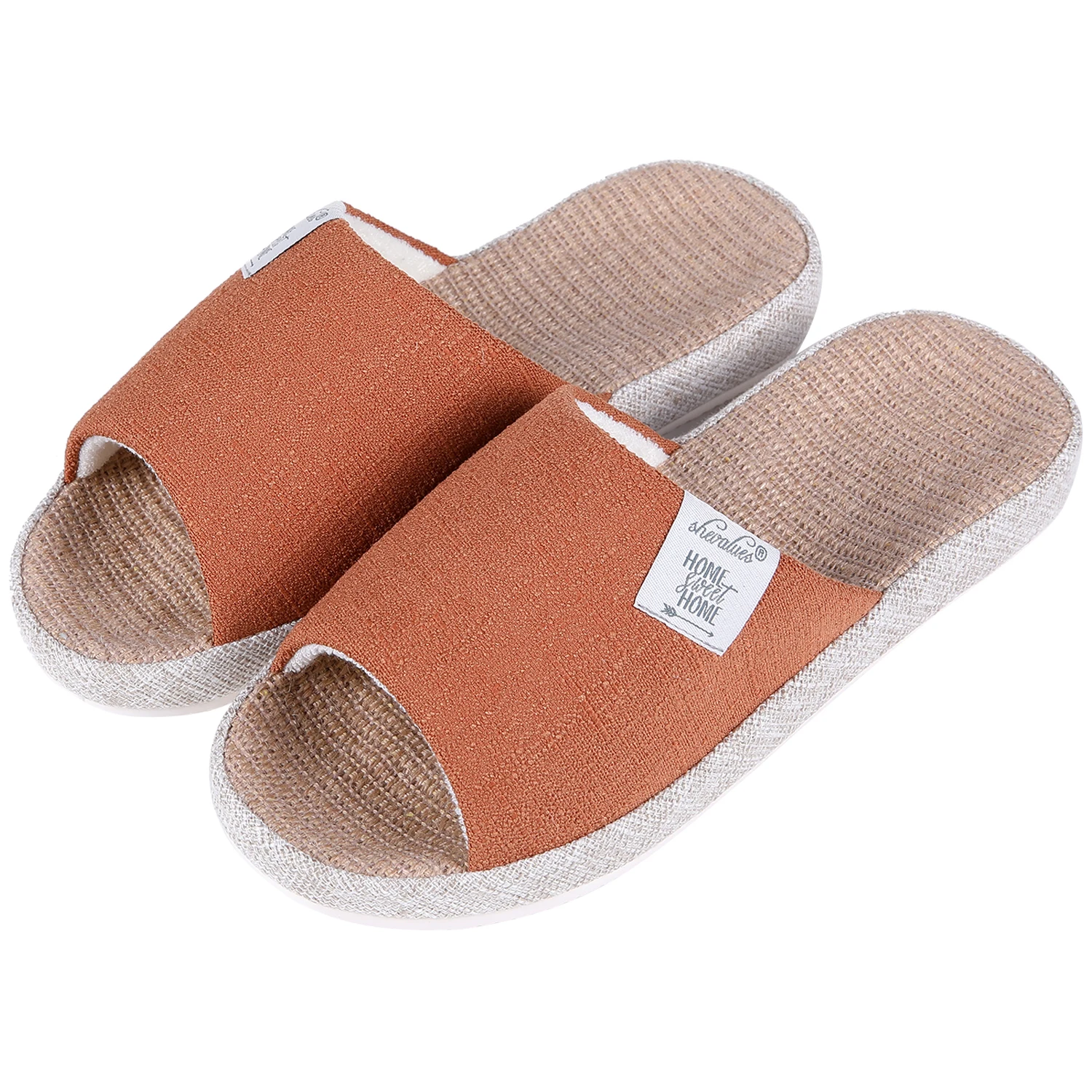 

Comwarm Home Open Toe Slippers For Women Men Four Seasons Linen Slippers Non-slip EVA Foam Sole Arch Support Indoor Slides