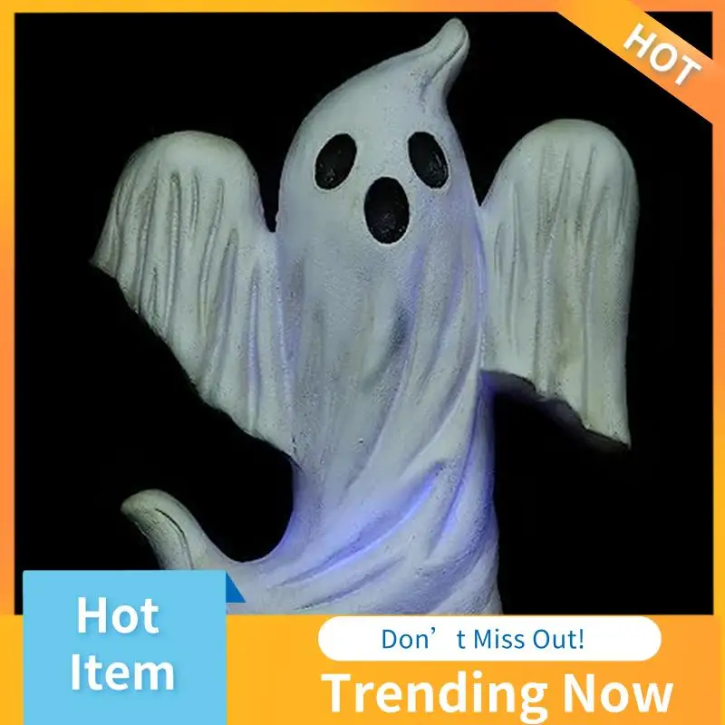 

CMHI-Halloween Ghost Pumpkin Figurines Rustic Resin Ghost Halloween Statue Pumpkin Figurines Novelty Halloween Decorations White