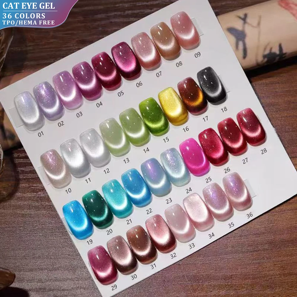 

Vendeeni 36 Colors/set Ruby Sapphire Cat Eye Gel Nail Polish UV LED Glitter Crystal Nail Varnish With Color Card TPO/HEMA FREE