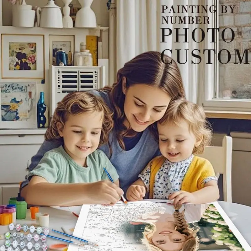 

24/36/48 Color Personalized Custom DIY Oil Painting Colorful Paint by Numbers Photo Canvas Portrait for Family And Children