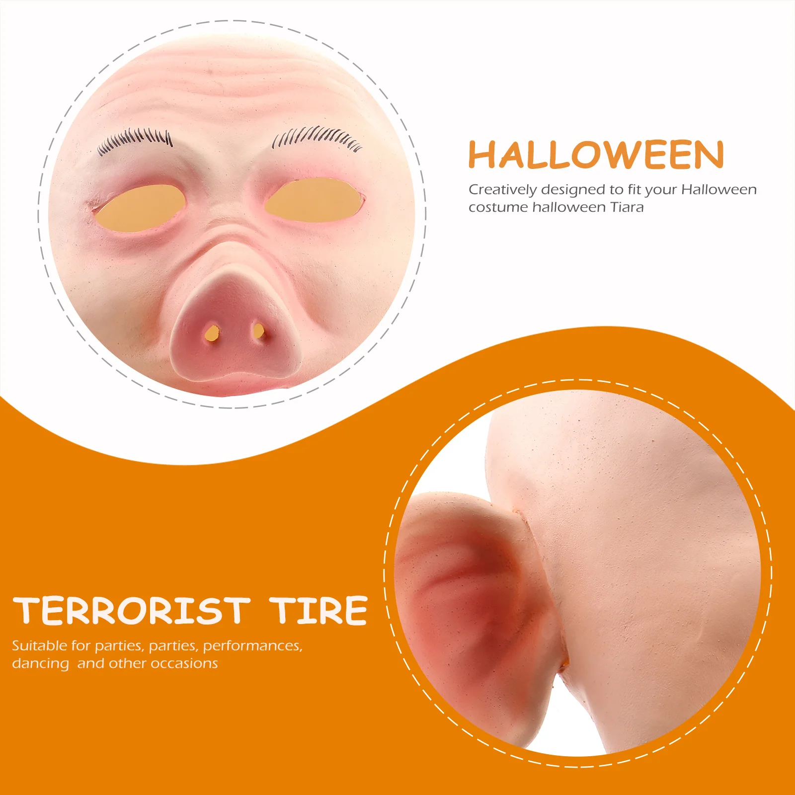 

Natural Green Latex Pig Head Mask Horror Headgear Full Face Scary Mask For Halloween Party Costume Cosplay Gift