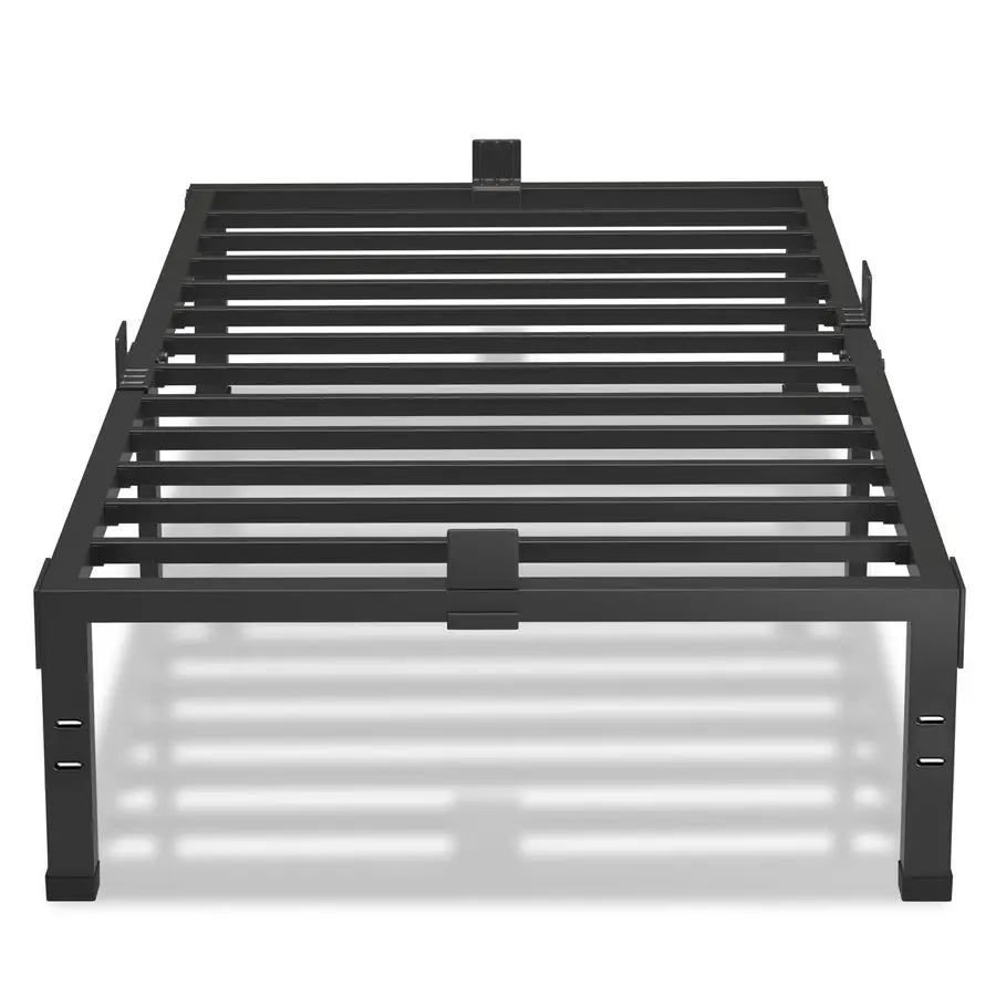 

12 Inch Twin Bed Frames with Mattress Slide Stopper Black Heavy Duty Metal Platform Bed Frame Steel Slat Support, No Box Spring