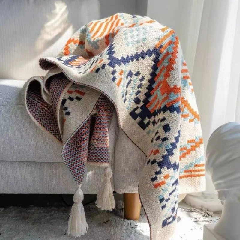 Thickened Navajo Sun Blanket Summer Thin Baby  Knitted Bohemian Office Nap Blanket