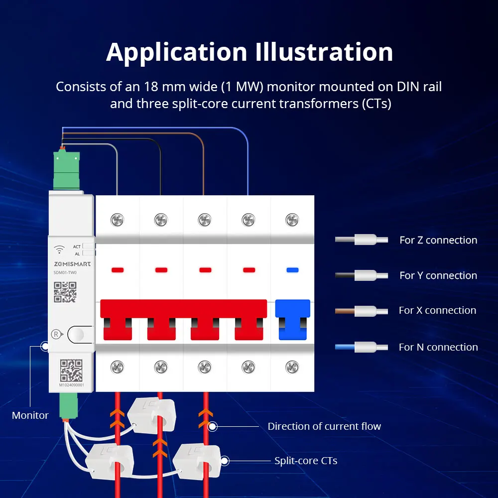 Imagem -04 - Tuya Wifi Smart Din-rail Medidor de Energia Fase Monitor de Energia Drawable Connector Split Core Cts Smart Life App Control 120a