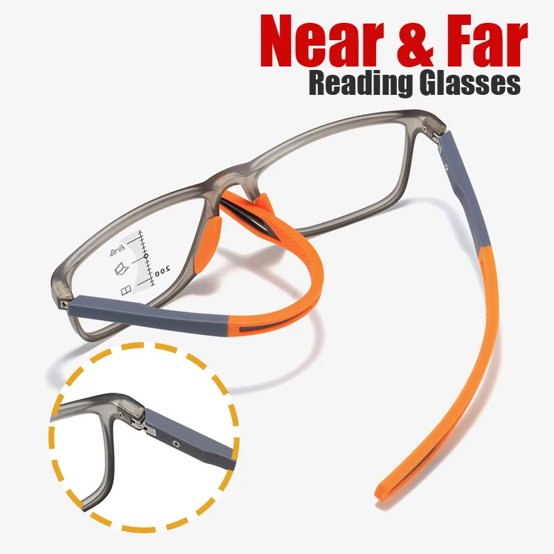 Progressive Multifocal Glasses Men Sports Reading Glasses Anti-blue Light Eyewear TR90 Ultralight Farsight Eyeglasses +1.0 ~+4.0