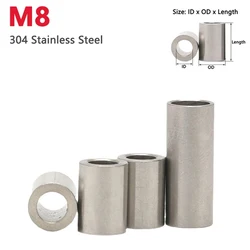 M8 304 Stainless Steel Bushing Washer Round Hollow Unthreaded Standoff Spacer Gasket Sleeve Length 2 3 4 5 6 7 8-40mm
