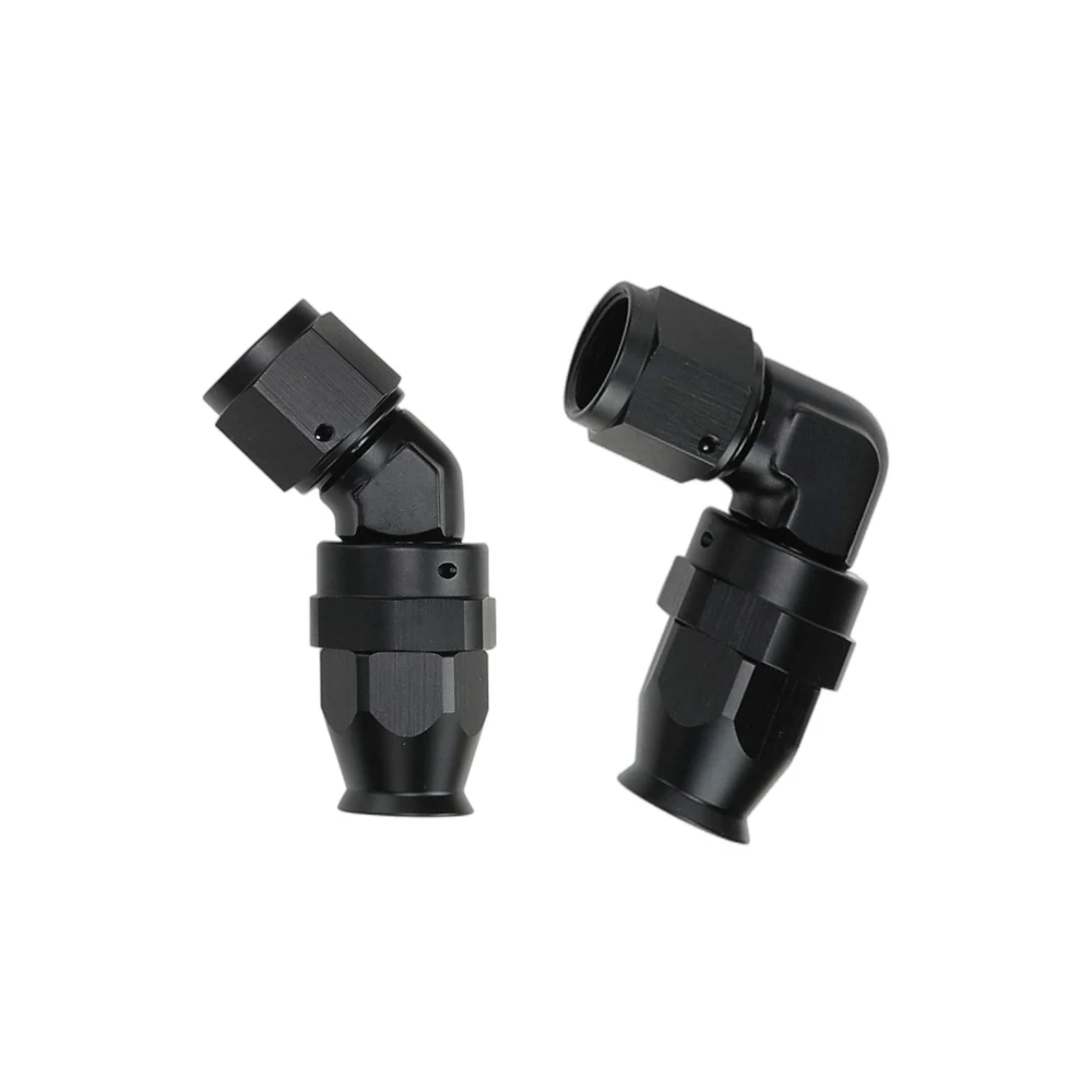 AN10 PTFE Fuel Hose Fitting Adapter Oil cooler Fuel Pipe Line Forged Type Swivel Hose End Fitting 45°Degree 90°Degree Black 10AN