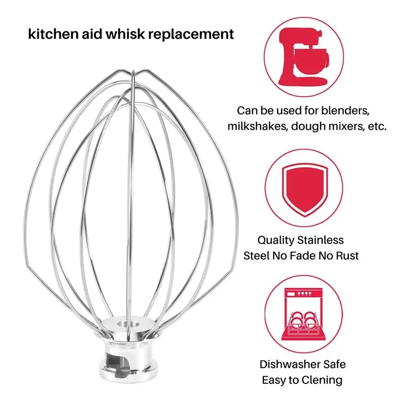 MLGB-Wire Whip Attachment For Tilt-Head Stand Mixer For Kitchenaid K5AWW 5 Quart KSM50, KSM5 Egg Cream Stirrer Accessories