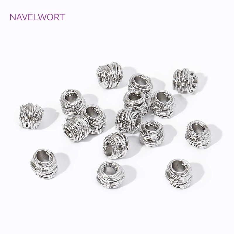 Wholesale 18K Gold Plated Brass Irregular Spacer Beads Metal Stripe Loose Beads For DIY Bracelet Necklace Jewelry Accessories