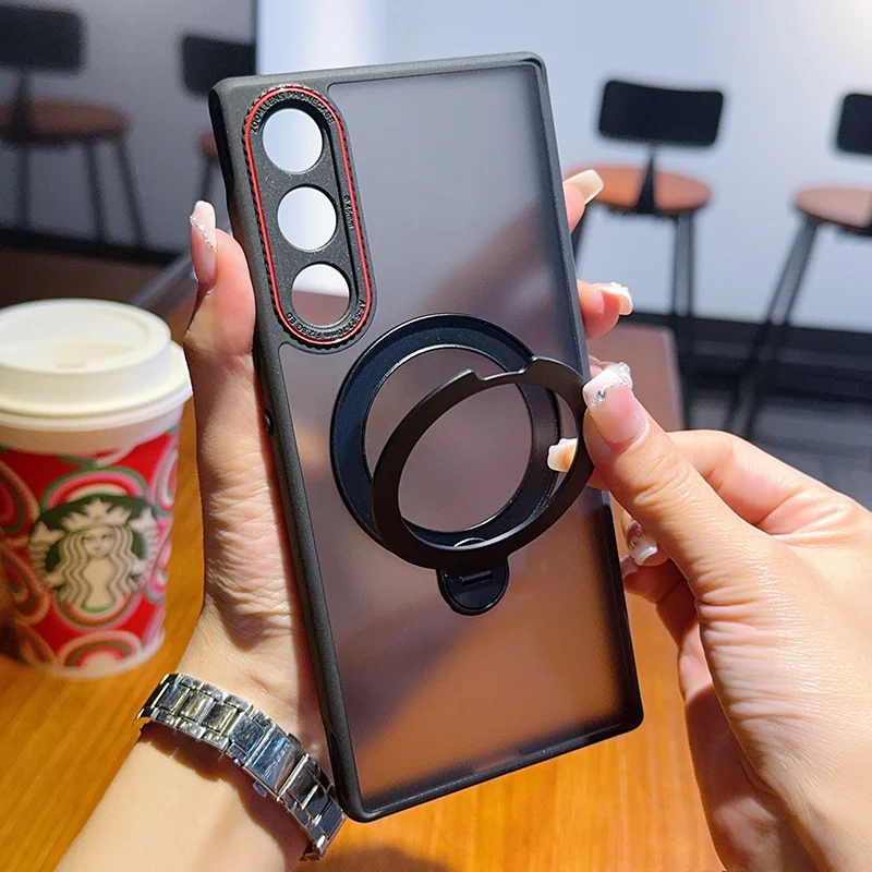 

Skin Feel Translucent Matte Frosted Case for Nubia Red Magic 10 Air Magnetic Ring Stand Case with Lens Protection Cover Funda