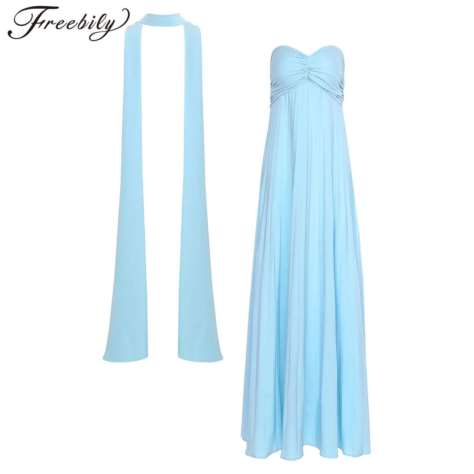 Sexy Women Long Sundress Vestido De Fiesta Sleeveless Strapless Dresses Elegant Gown Wedding Party Banquet Prom Dress Female