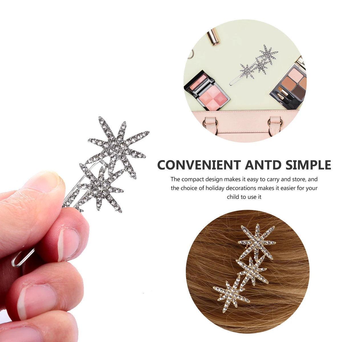 

2 шт. аксессуары для волос снежинки и зажимы со звездами Miss Christmas Styling заколки для волос из сплава со стразами