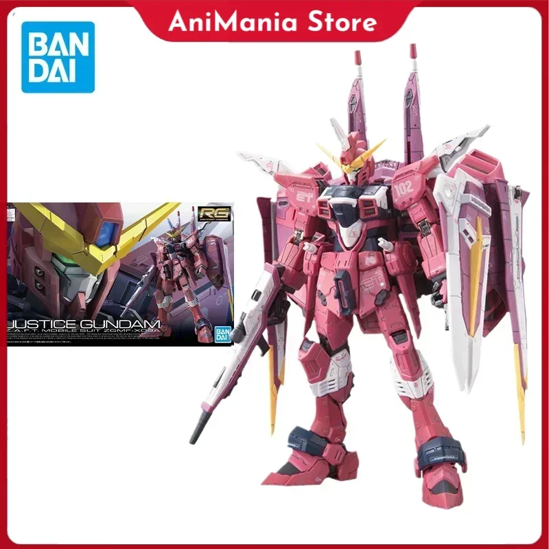 

Bandai Original Gundam Model Kit Anime Figure RG 1/144 JUSTICE GUNDAM Action Figures Collectible Ornaments Toys Gifts for Kids